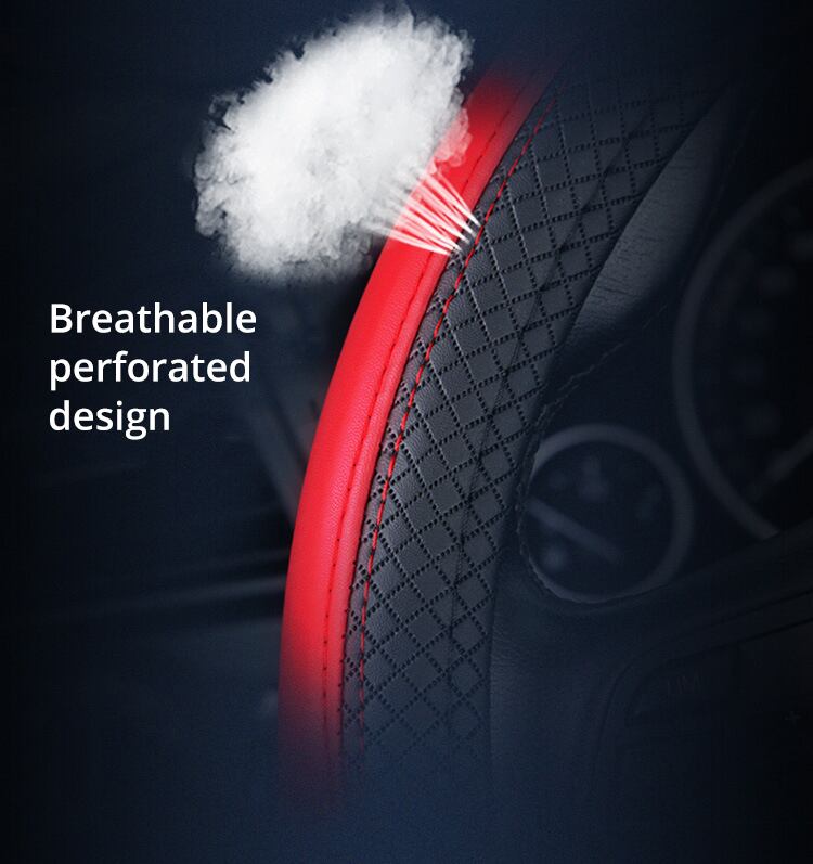 新作 マイクロファイバーレザーD字型ステアリングホイールカバーマルチ