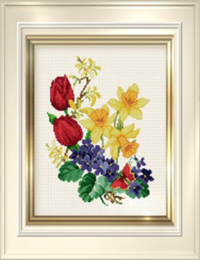 クロスステッチ図案「EMS028 Spring Flowers」春の花々:C-2135