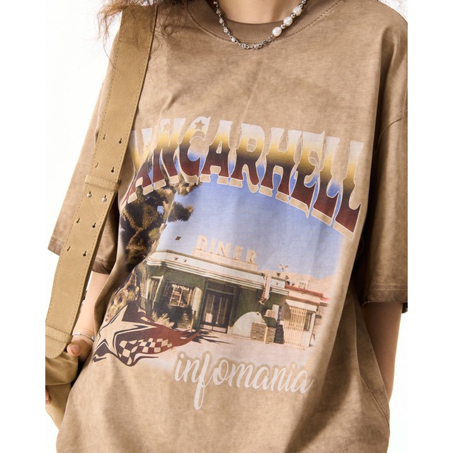 diner photo print short sleeve tee　ダイナーフォトプリント半袖ティー　J1006