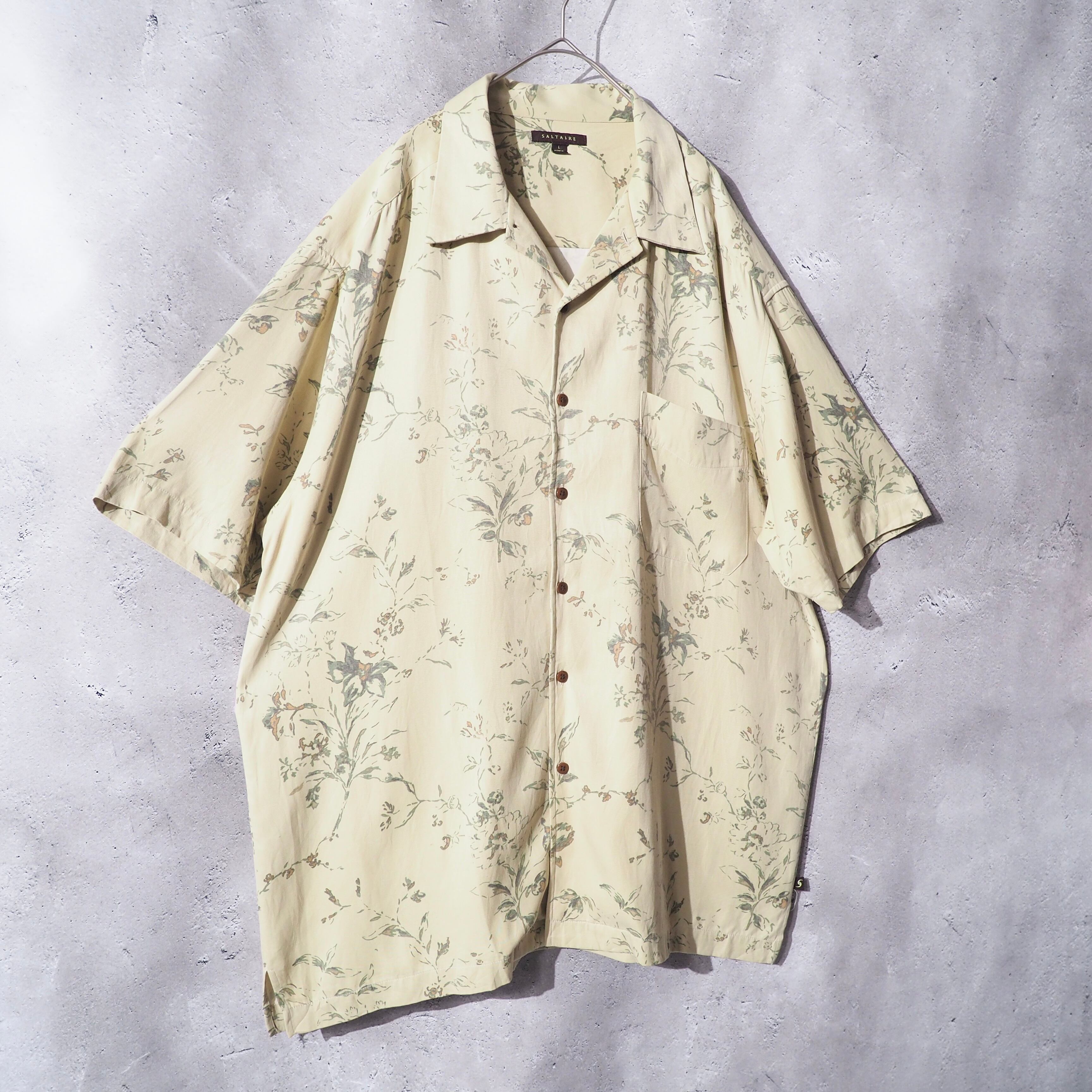 Beautiful fleeting Flower × Silk mix Open collar SS shirt