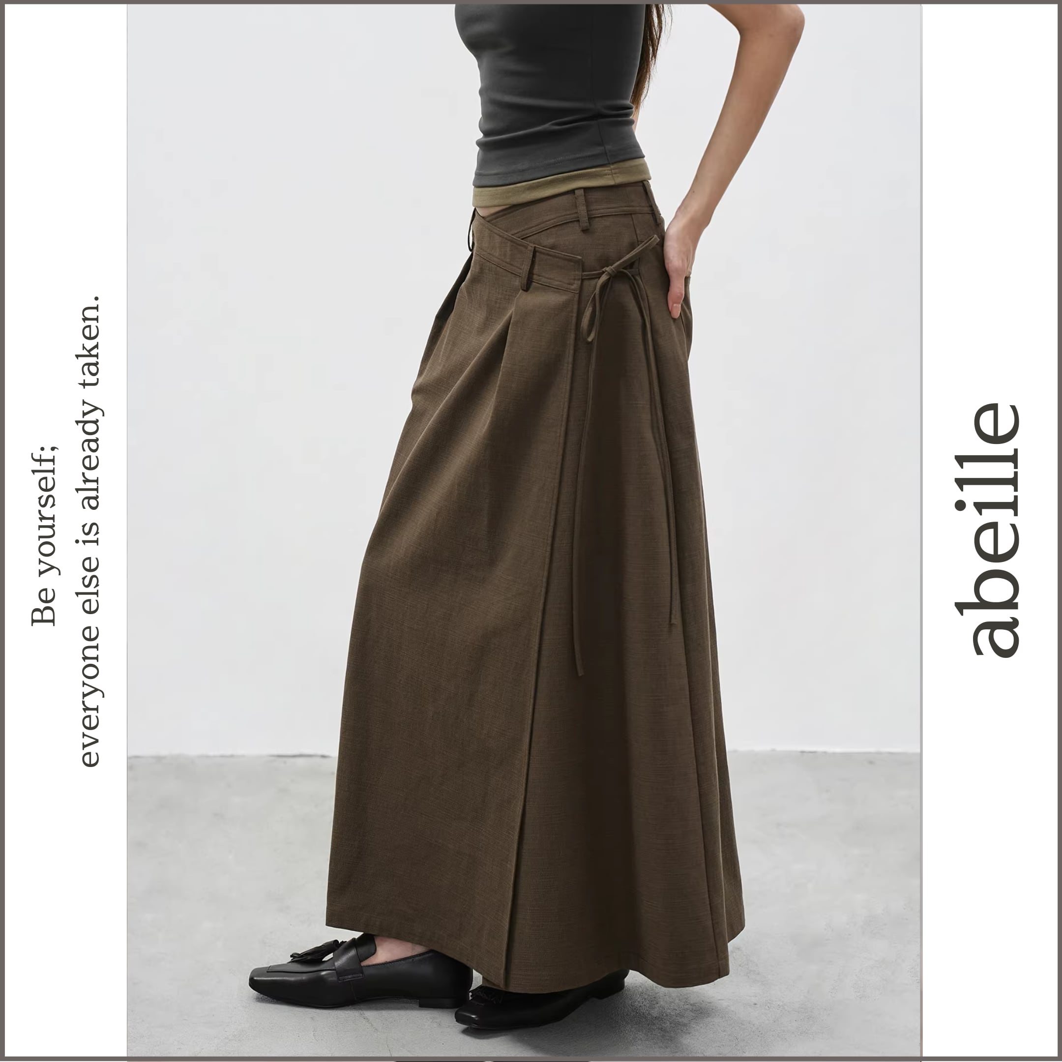 assynmetry waist long skirt 14189