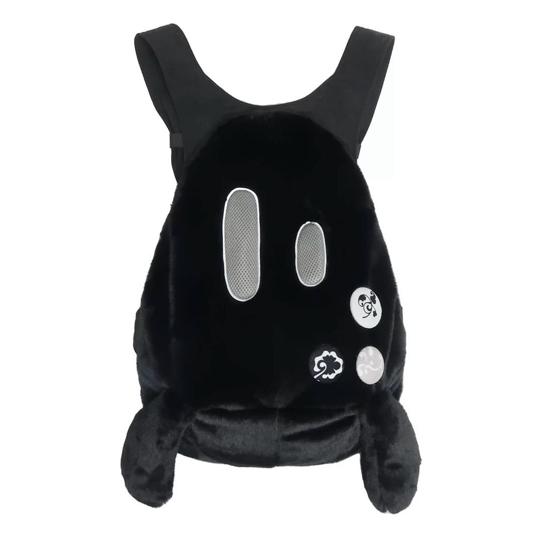 nit alcove] Cotton-filled black and white dual-shoulder backpack