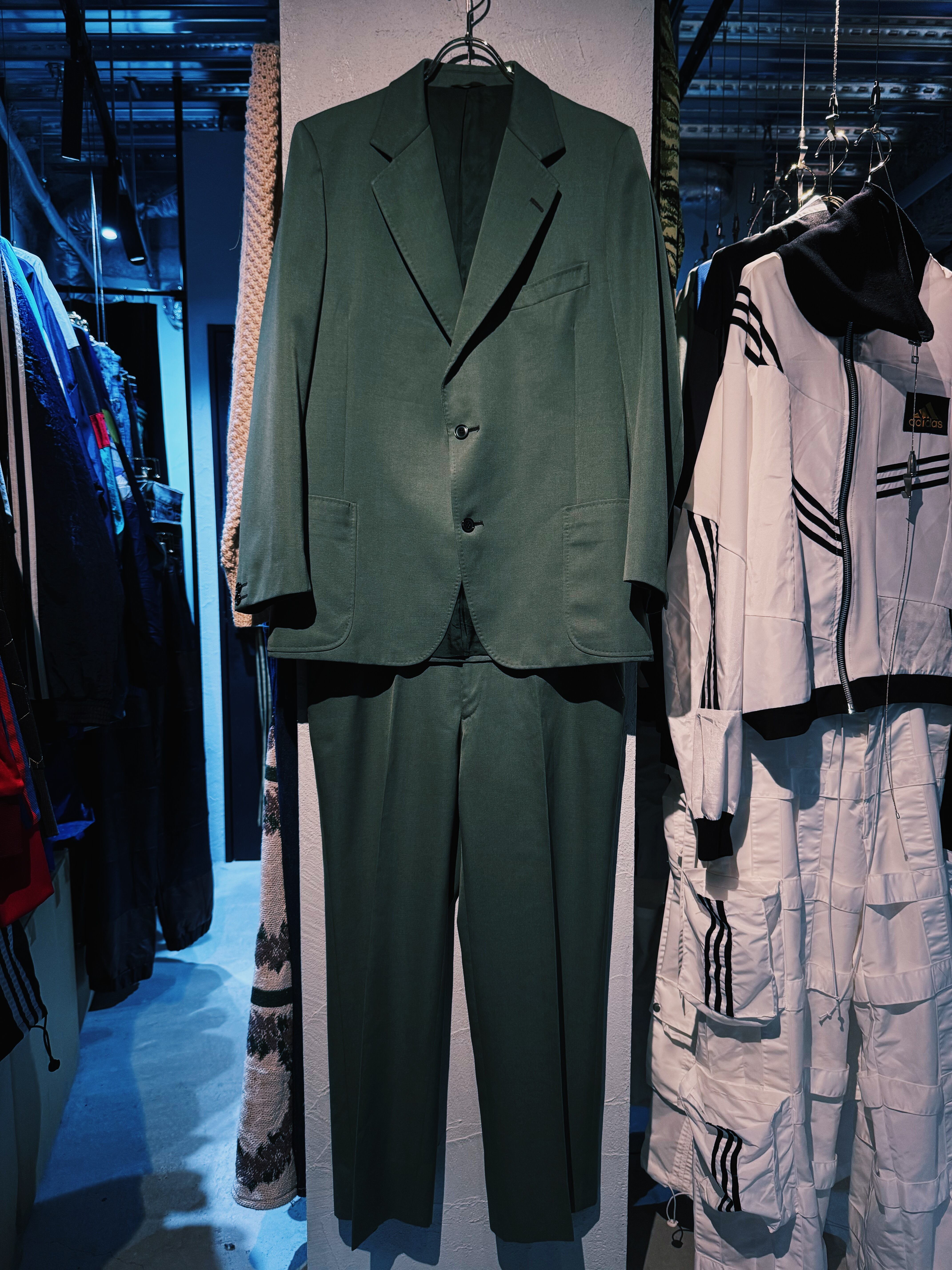 【D4C】70's pale green color single breasted&Flare trousers set up
