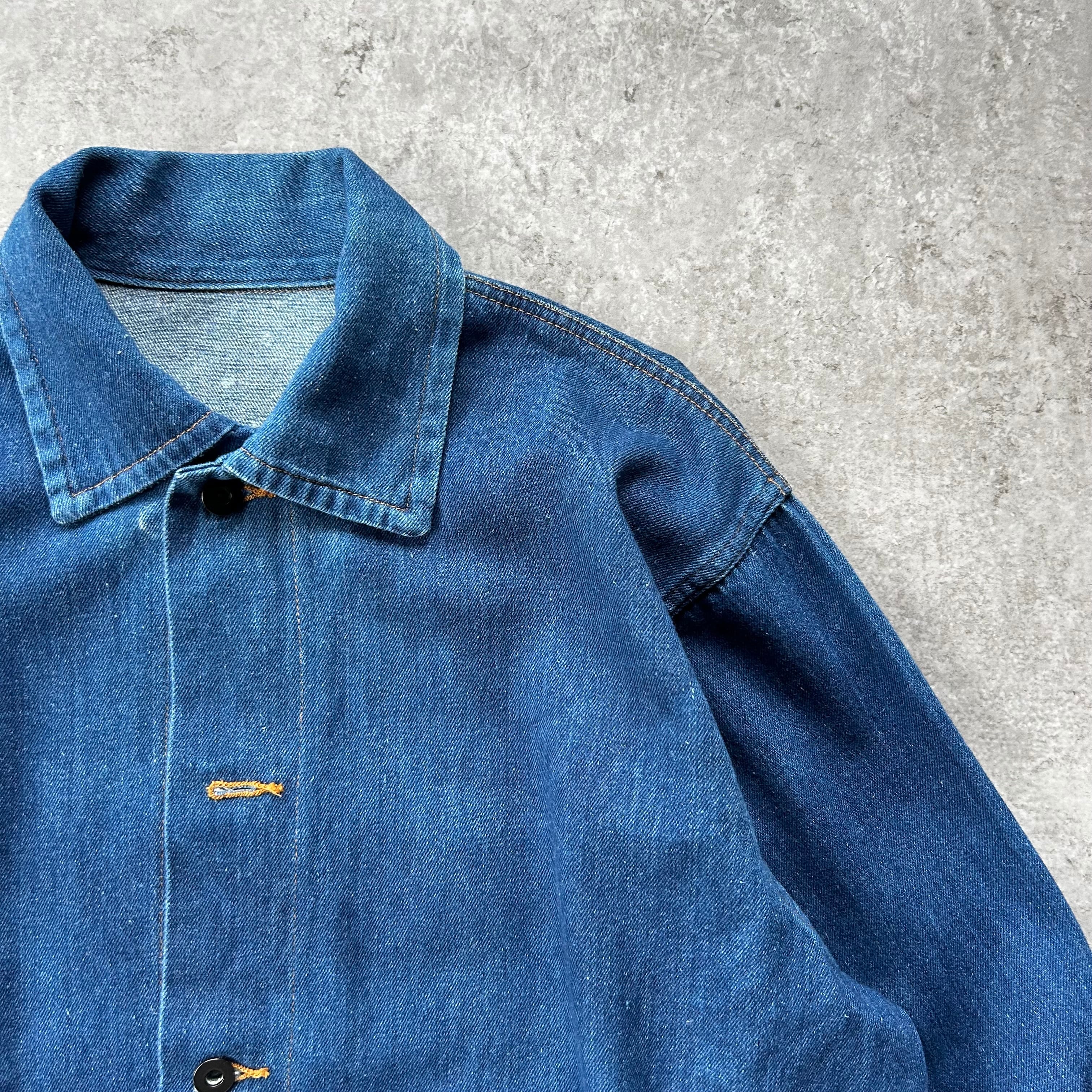 激レア 70s? プリズナーカバーオール　デニム カバーオール　濃紺 70s- プリズナーカバーオール インディゴブルー 44相当 ボックス
