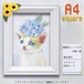 【国内製造】A4s tei-019『紫陽花ティアラが可愛い猫』塚本禎子のダイヤモンドアートキット❀