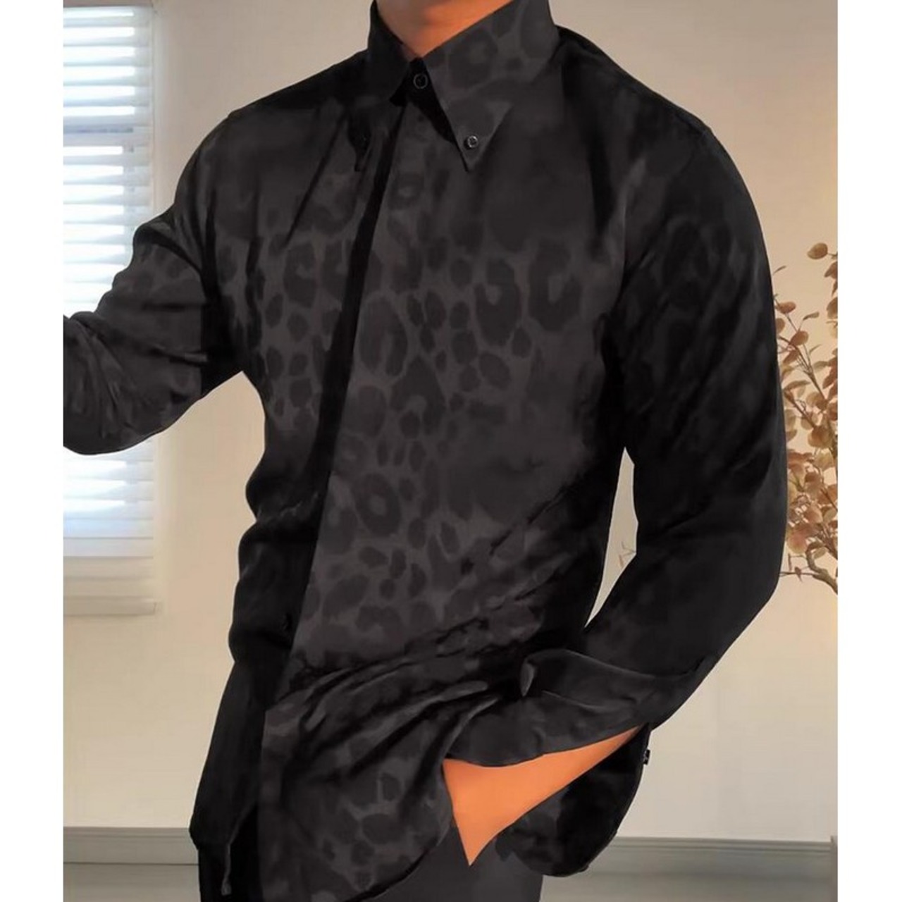 draped slim shirt 00049