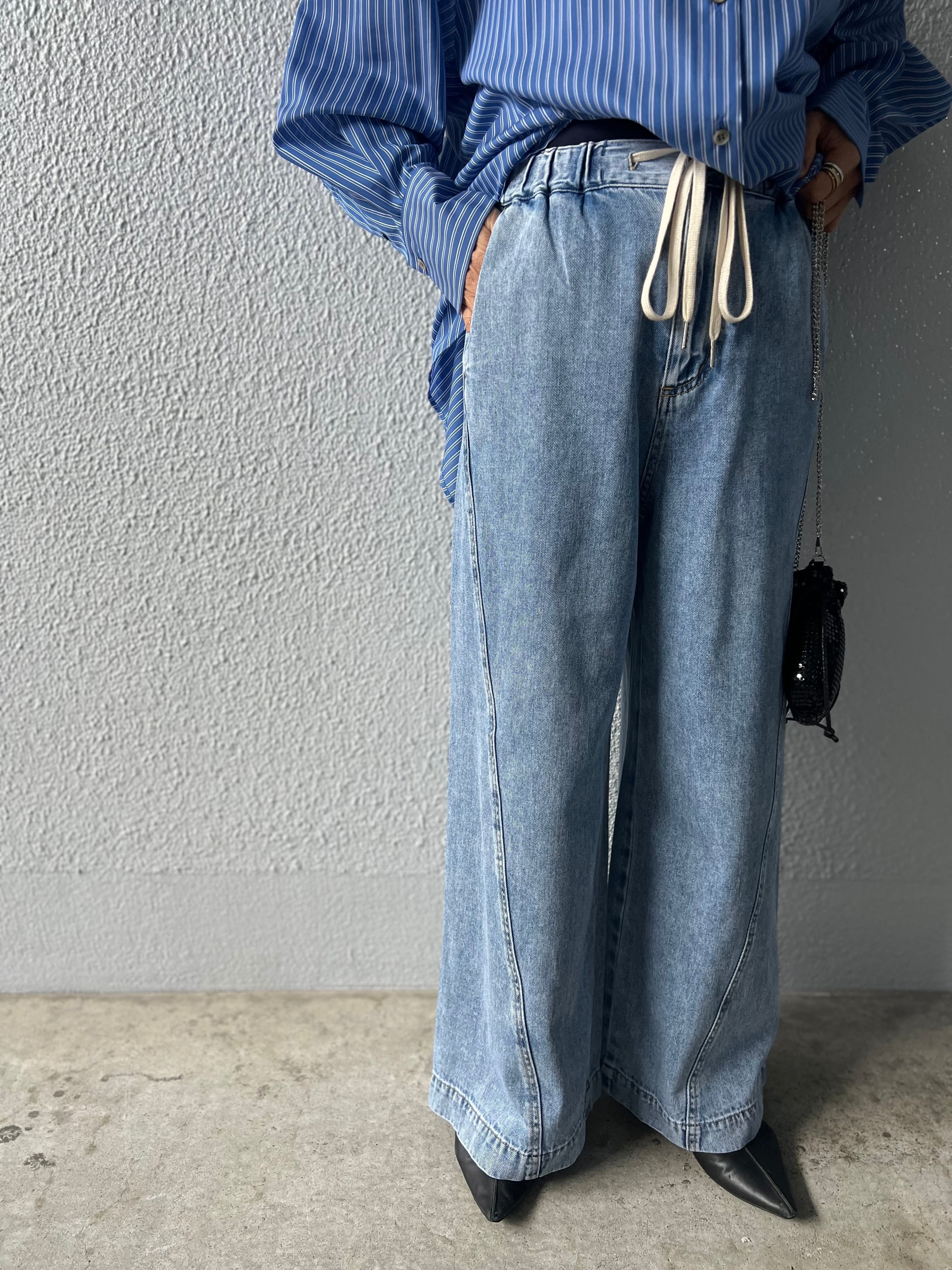 【PASSIONE】イージーワイドデニムパンツ　616617