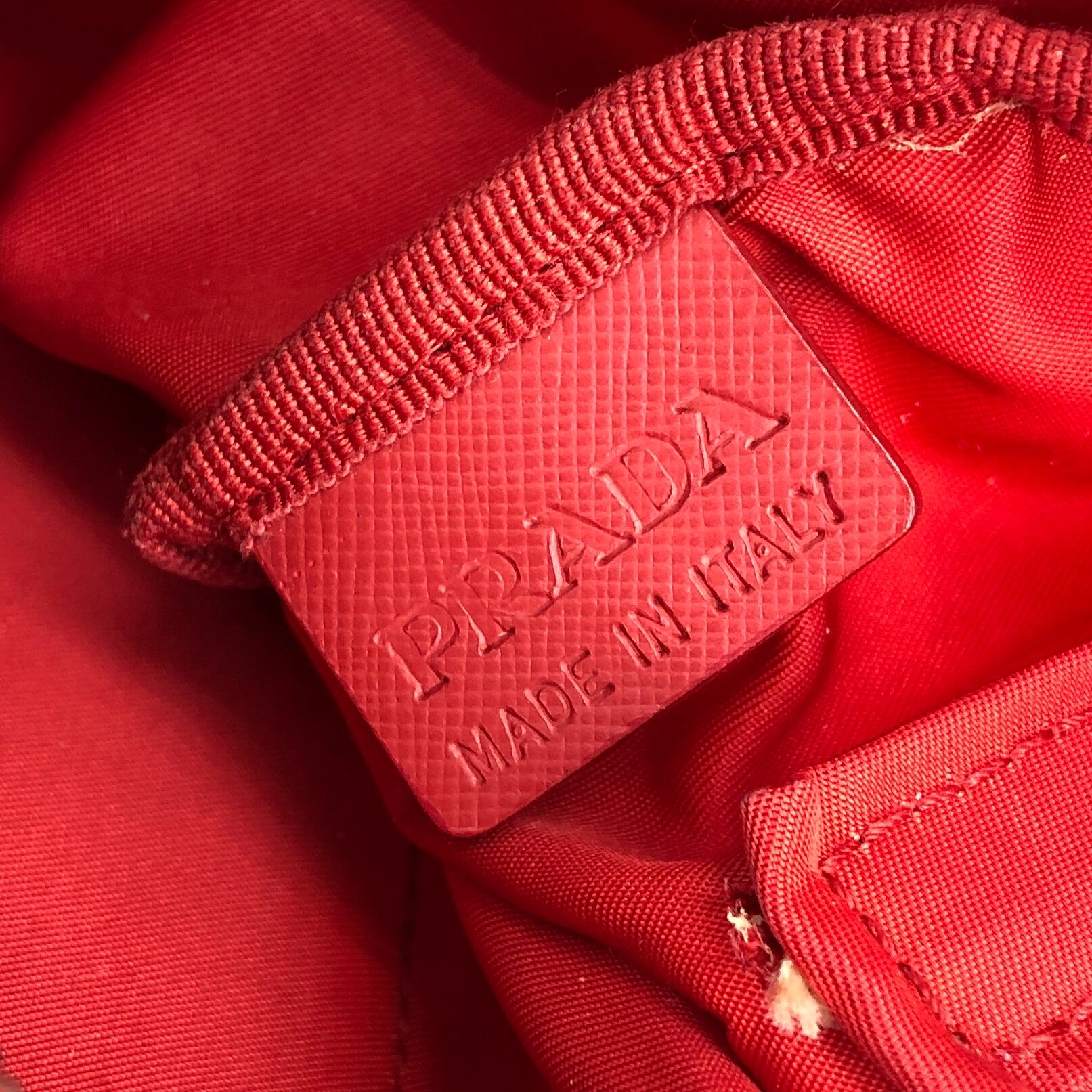 PRADA プラダ ハンドバッグ レッド トライアングルロゴ ナイロン ミニ