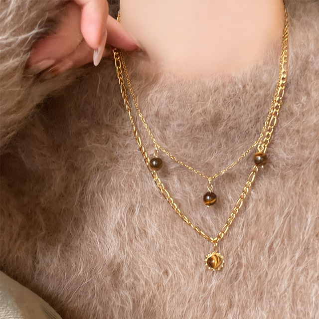 ZJ二重の太陽花レトロネックレス