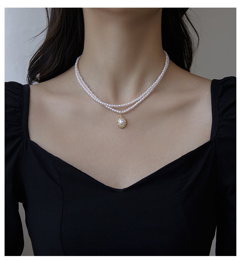 ダブルパールネックレス シンプル 大人 上品 おしゃれ エレガント