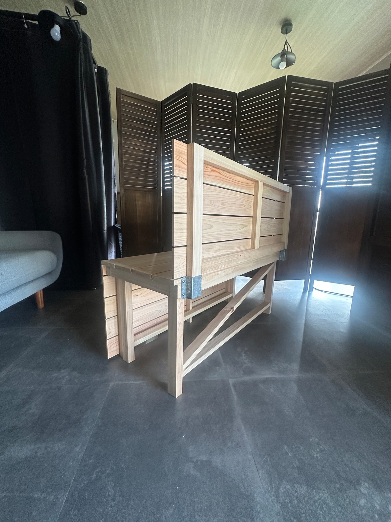 『HINOKI BENCH』【2人用】おうちDEサウナRich専用設計　国産ヒノキ　本格サウナ