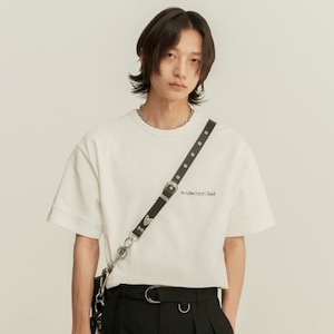 [ANDERSSON BELL] UNISEX FULL NAME LOGO HAND EMBROIDERY T-SHIRT (WHITE) 正規品  韓国 ブランド 韓国ファッション 半袖 T-シャツ