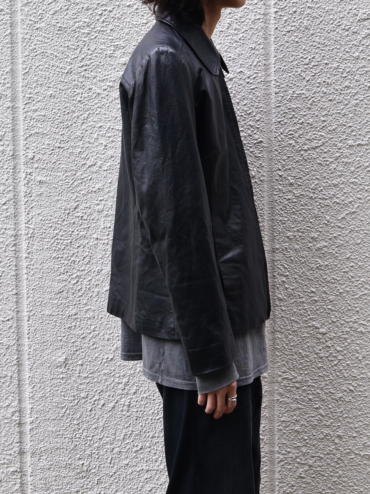 minimal zip up leather jacket