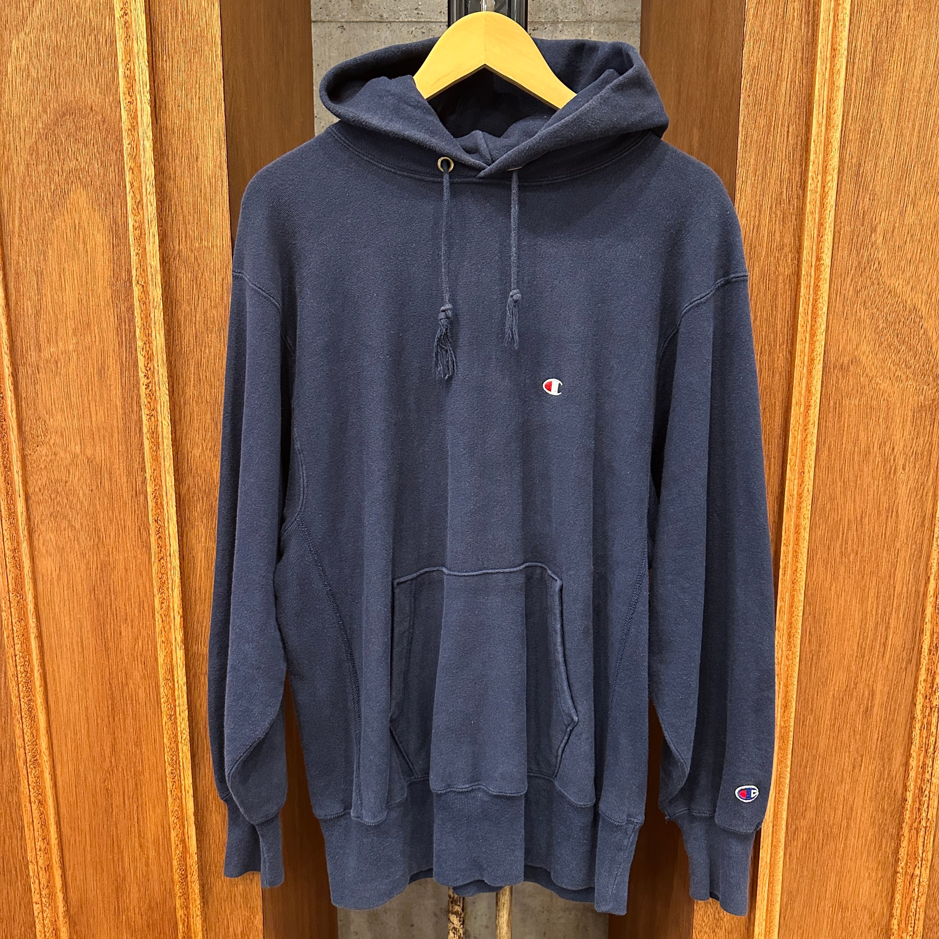 1990'S CHAMPION REVERSE WEAVE PARKA NAVY SOLID 目付き XL ⑧