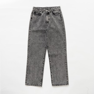 Washed denim straight pants（BLACK）