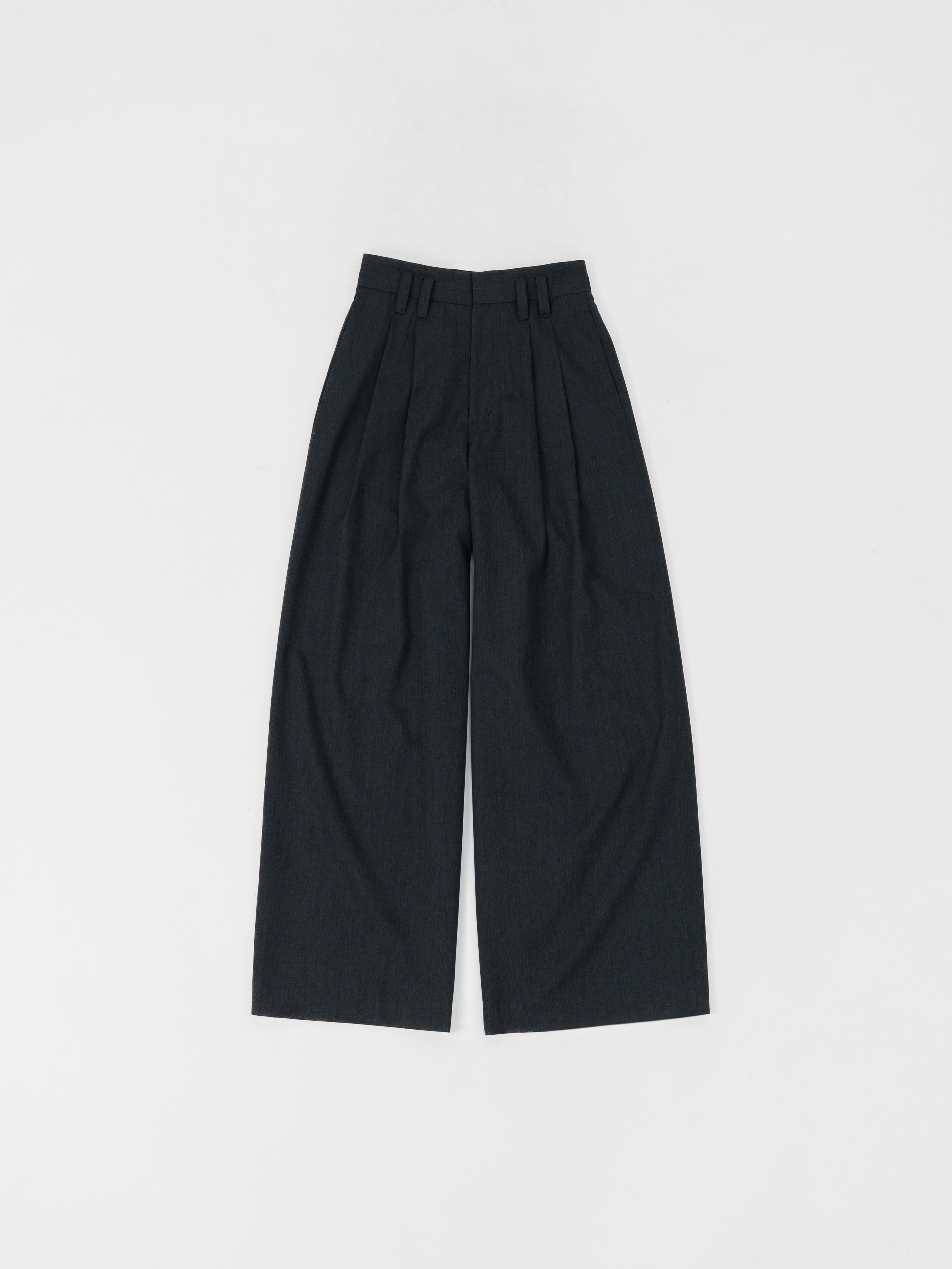 TWO TUCK WOOL WIDE TROUSERS【G.BROWN】 | lapiis