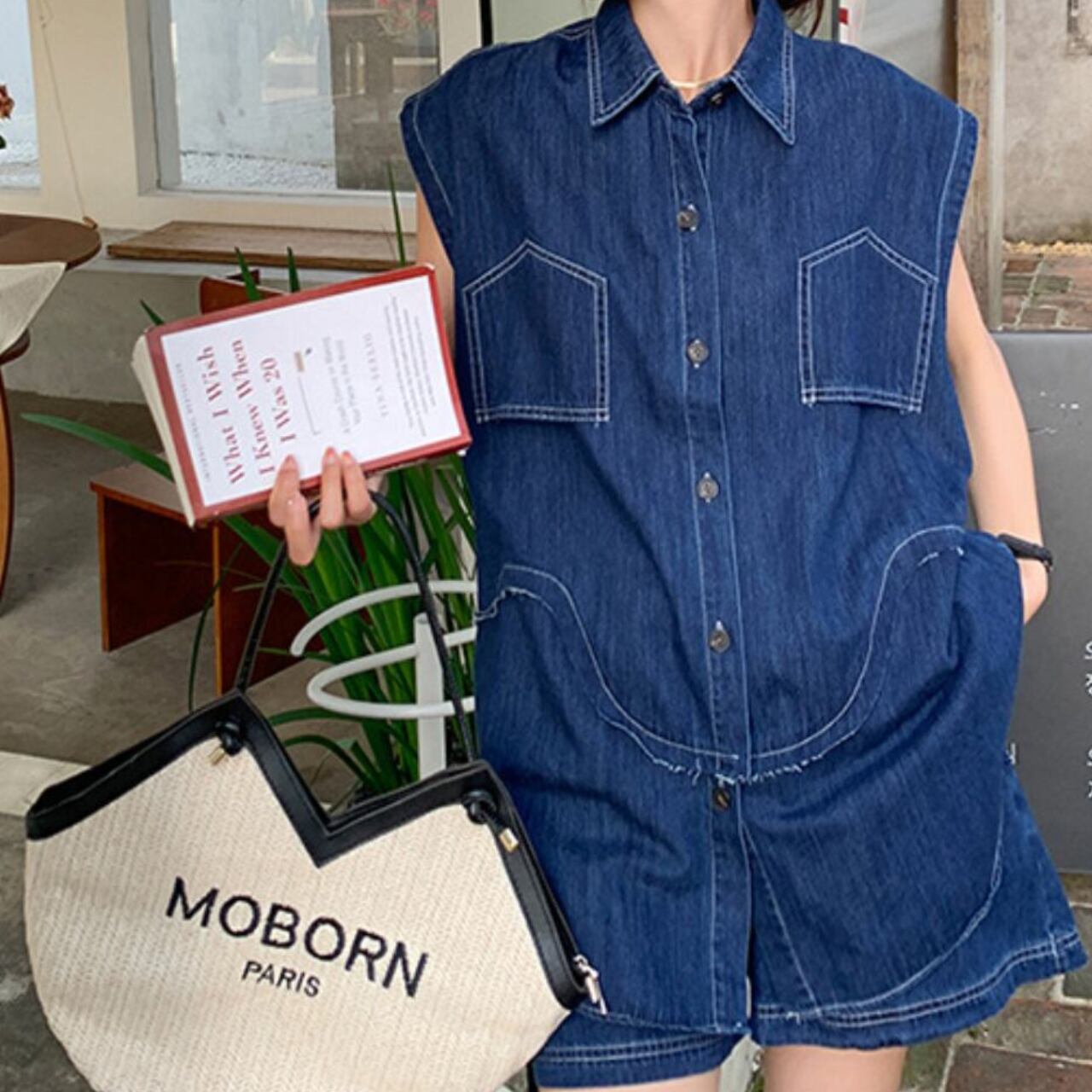 デニム シャツ & ショートパンツ セットアップ 3412607