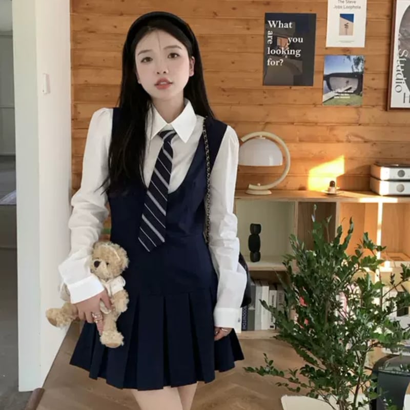 日本全国送料無料 制服コーデ❤️韓国 ブレザー シャツ ネクタイ