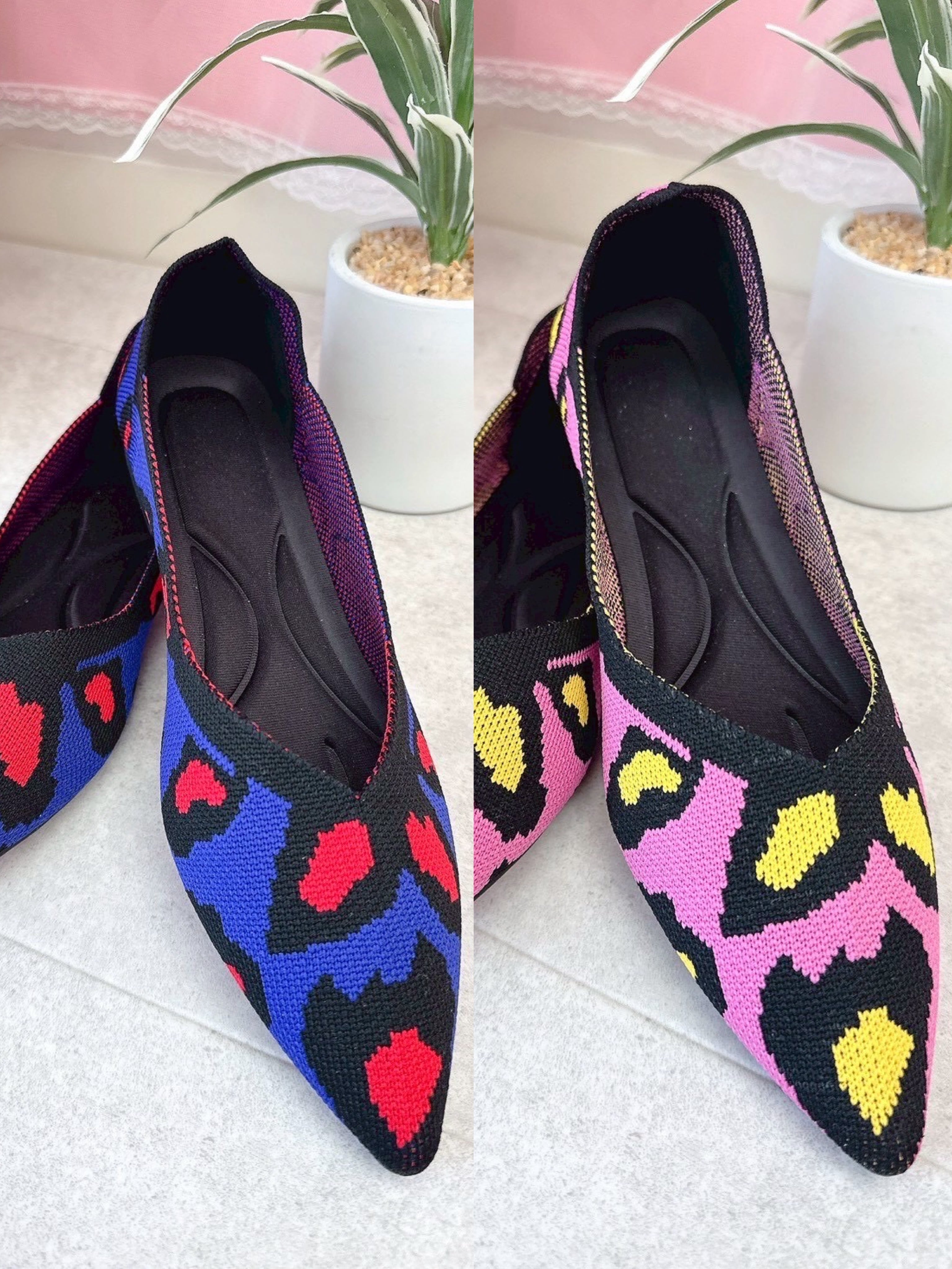 レオパードフラットシューズ♡韓国/レディースファッション/可愛い/おしゃれ/ラフ/可愛い/カジュアル/ドット/ピンク(8-114)ブルー(8-115))