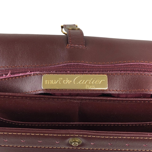 Cartier カルティエ マストライン ショルダーバッグ ボルドー ロゴ レザー フラップ vintage ヴィンテージ オールド i6sky4