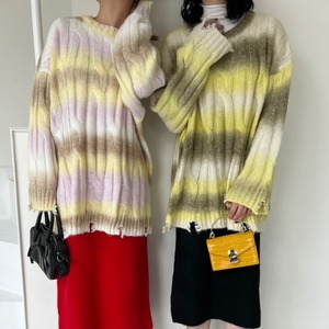 マーブルマルチボーダーニットセーター_LN01599