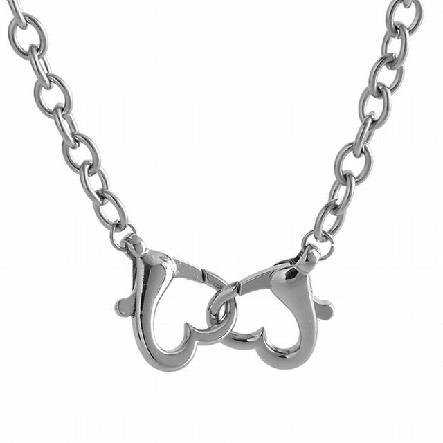 ダブルハート ネックレス チェーン付き 金属アレルギー対応 レディース ペンダント アクセサリー チタンスチール シンプル / Fashion love necklace clavicle chain accessories (DTC-639342215157)
