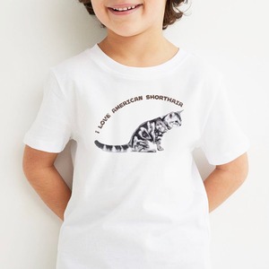 【キッズ】アメリカンショートヘア猫の半袖Tシャツ