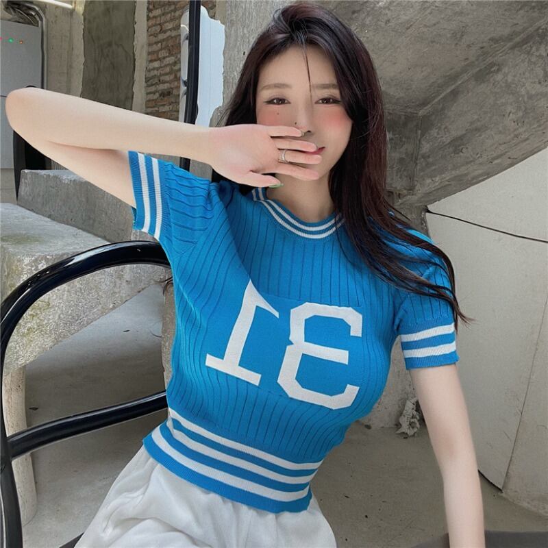 スタイルストライプセーター レディースプルオーバー スリムラウンドネックブラウス Oネック ハンチェンe480777308