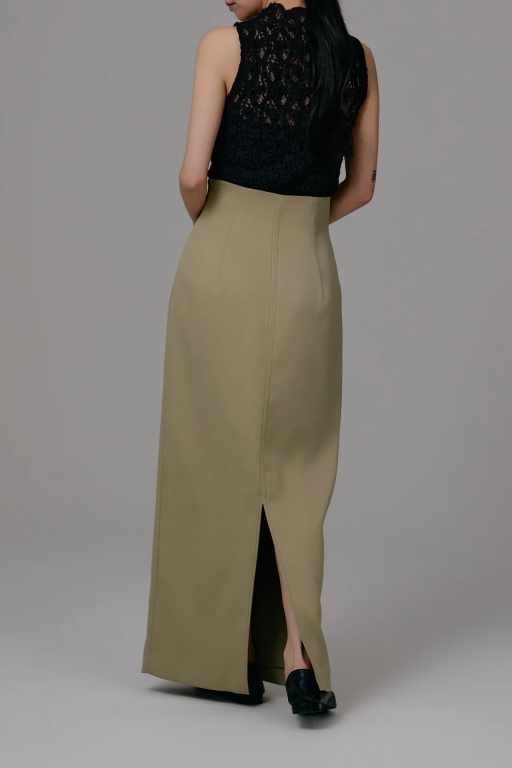 louren satin pencil skirt サテンペンシルスカート Pistacchio
