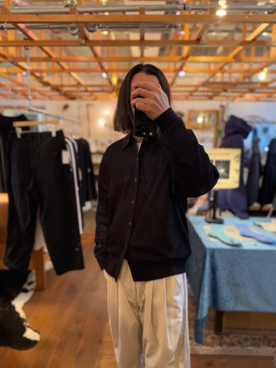 crepuscule / stripe mesh knit shirt | EE ONLINE STORE -