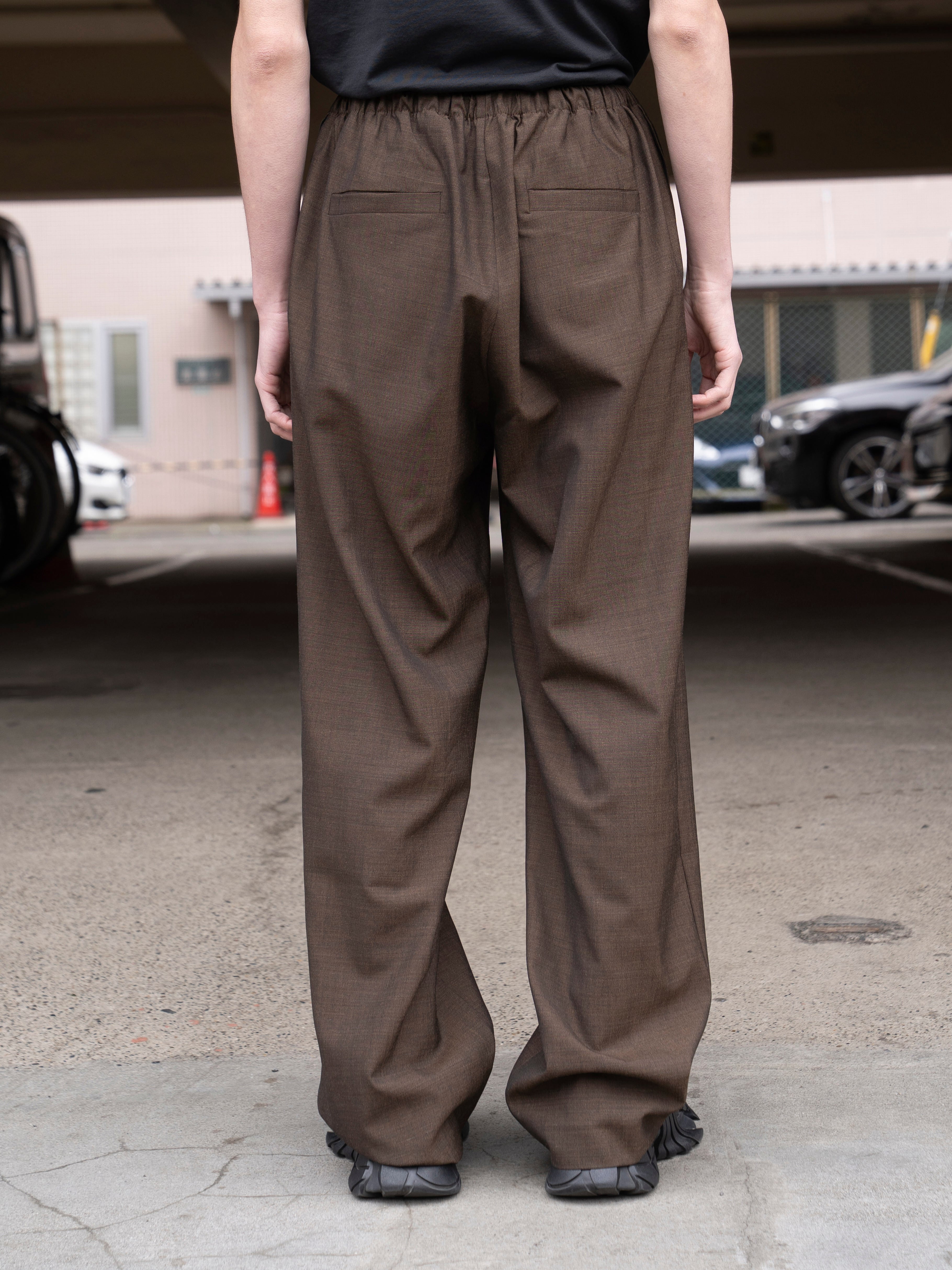 GABRIELA COLL GARMENTS SUMMER WOOL DRAWSTRING TROUSERS BROWN S15