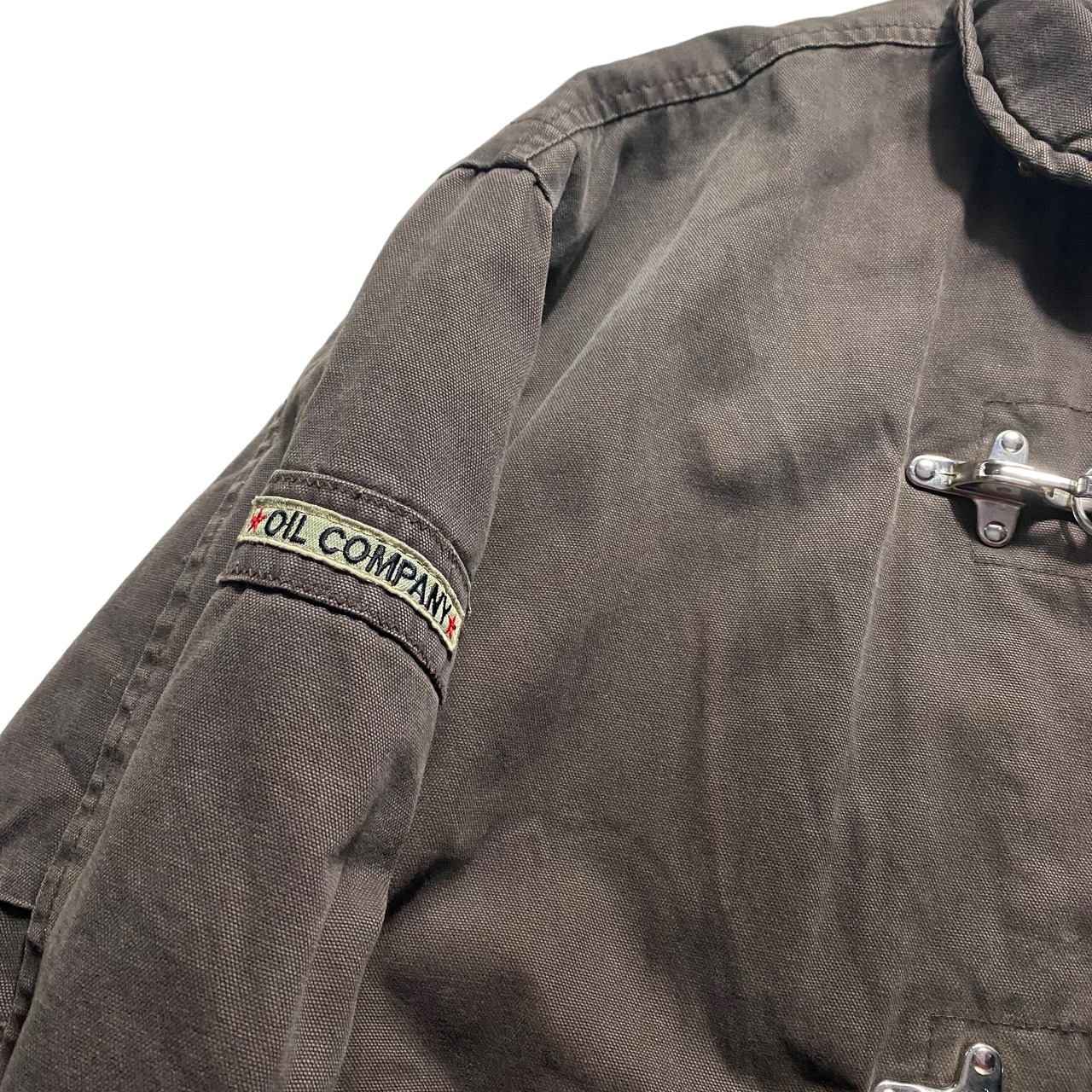 vintage brown canvas fireman jacket
