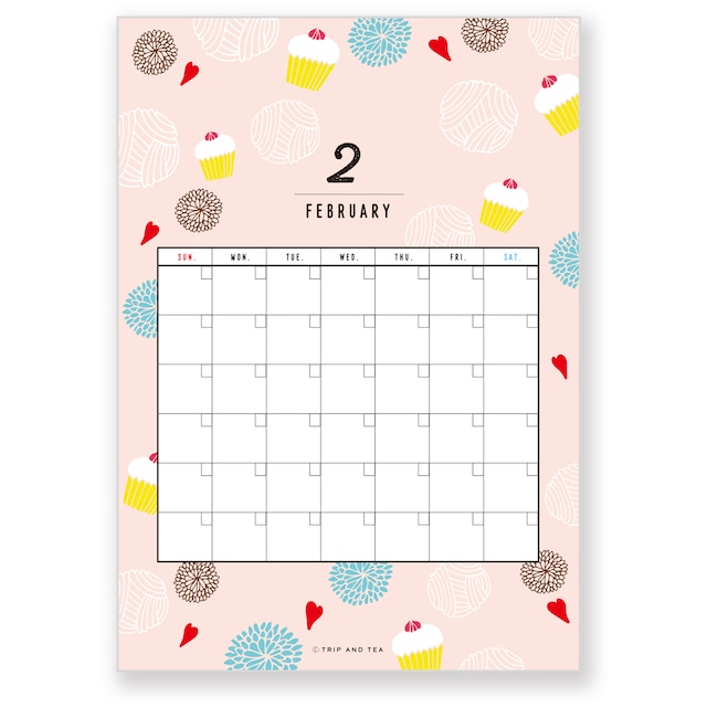 TRIP AND TEA 季節の壁掛けA4カレンダー