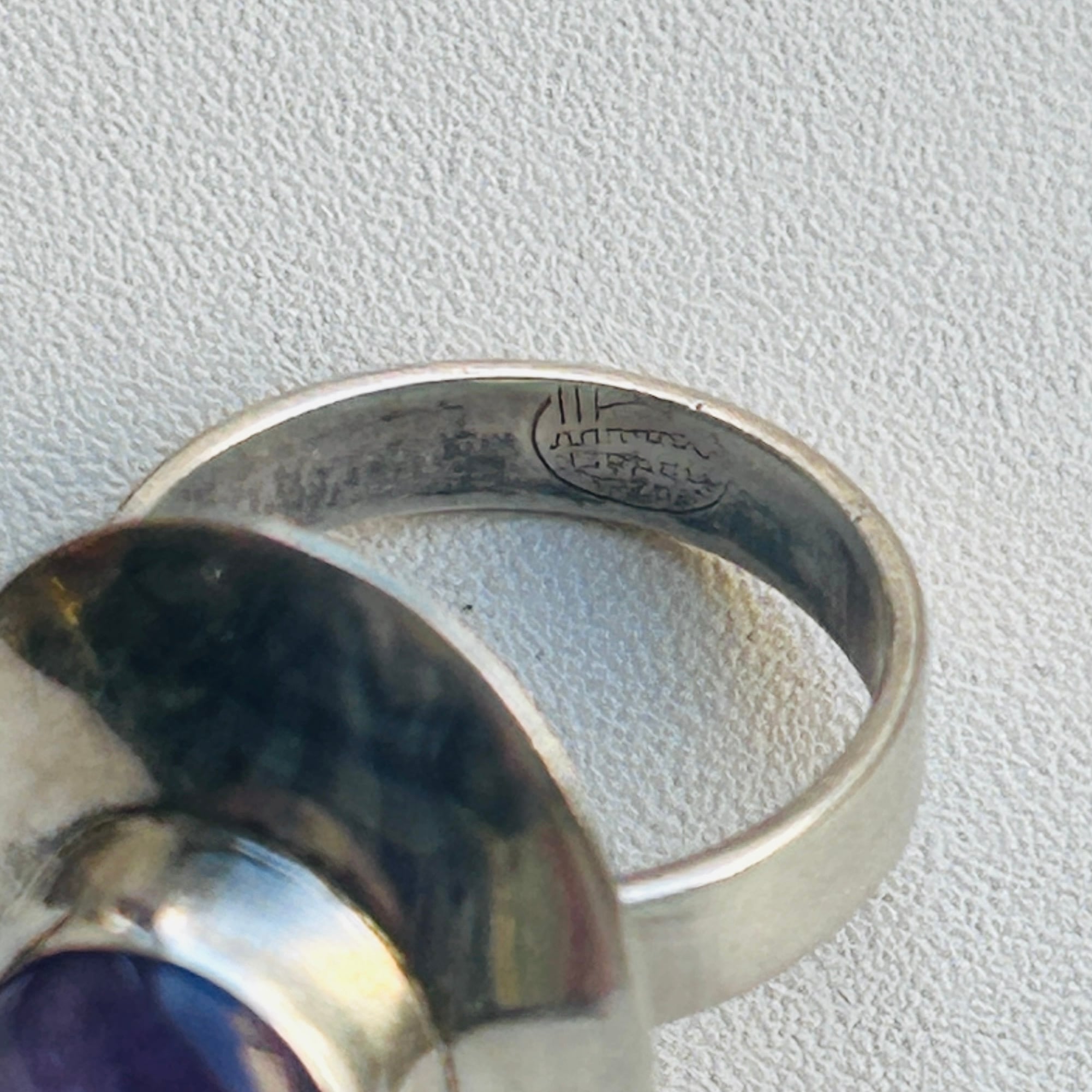 ハンドメイド　シルバーリング　アメジスト　13号 アメジストリング 指輪 13号シルバ-925 silver925 刻印 パープル