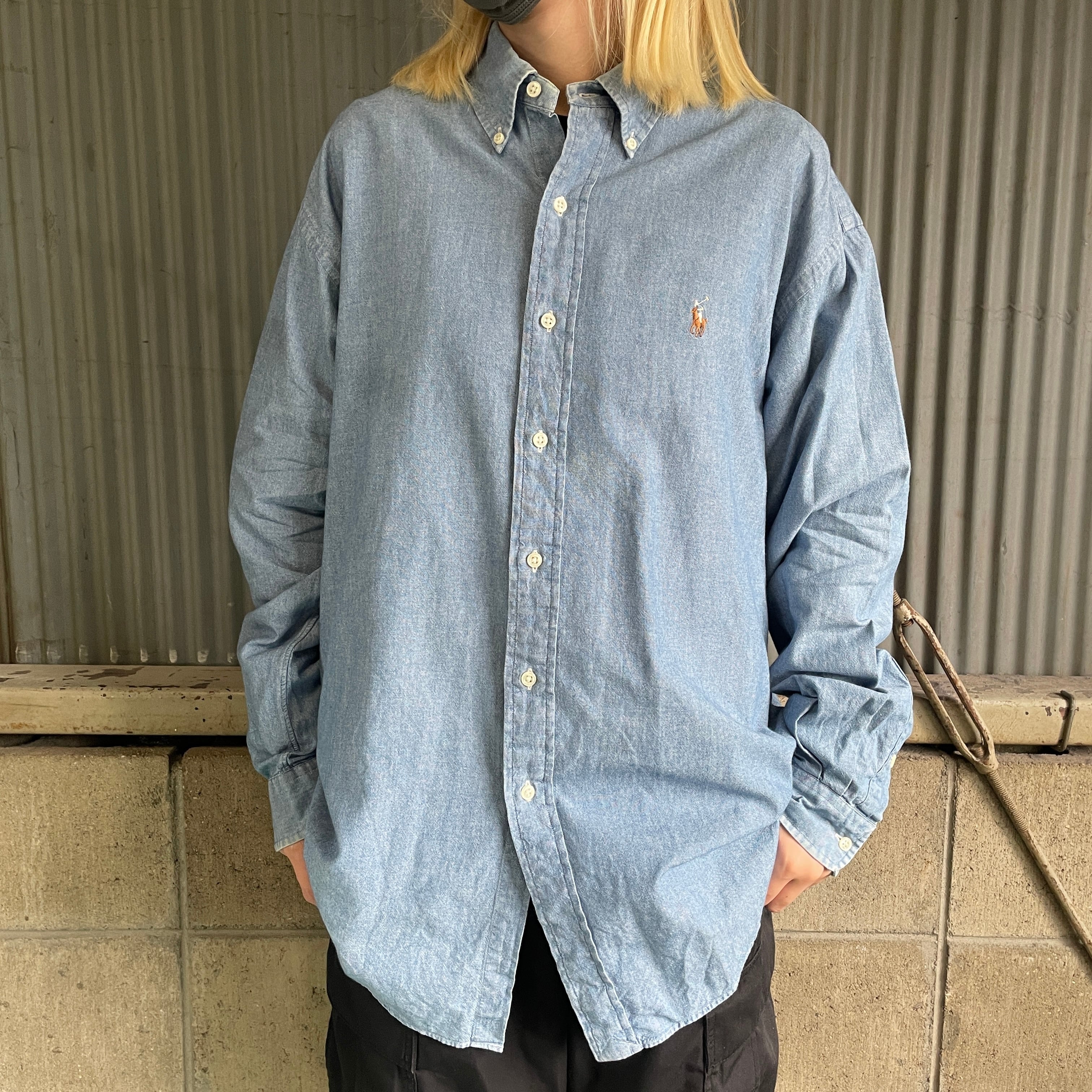 90年代 Ralph Lauren ラルフローレン BLAKE シャンブレー ボタンダウン 