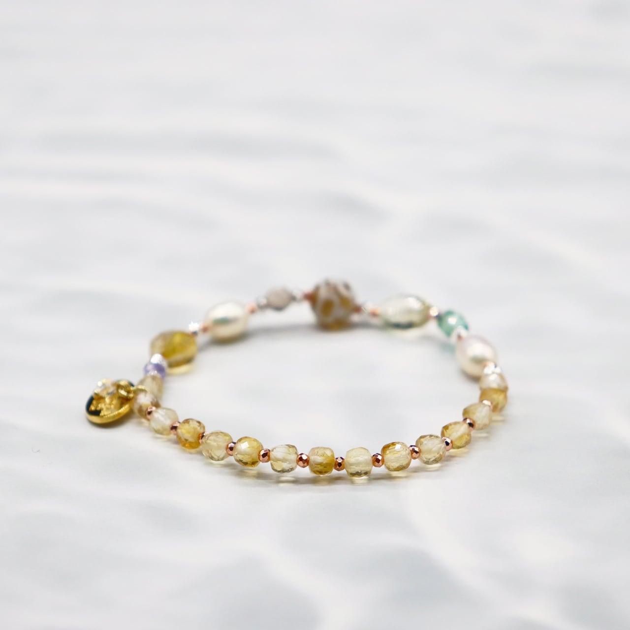 Mermaid Teardrops】寶瓶天珠×シトリン×パール×レモンクォーツ Mermaid Teardrops】寶瓶天珠×シトリン×パール×レモンクォーツ