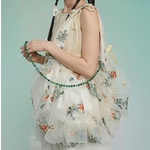 organza embroidered shoulder bag<a1526>
