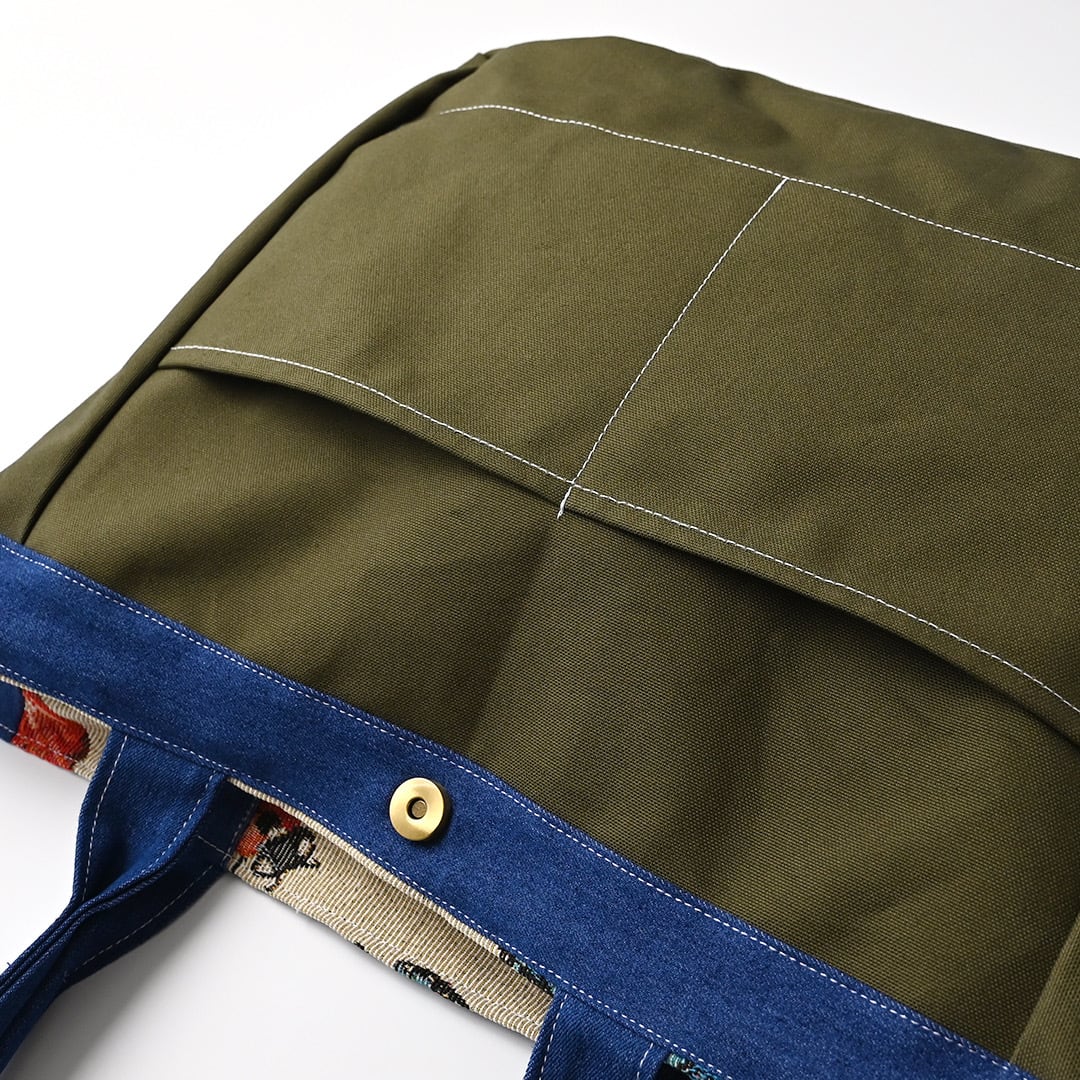 デニムリメイク トートバッグ ハンドメイド オーバーオール ジャガード