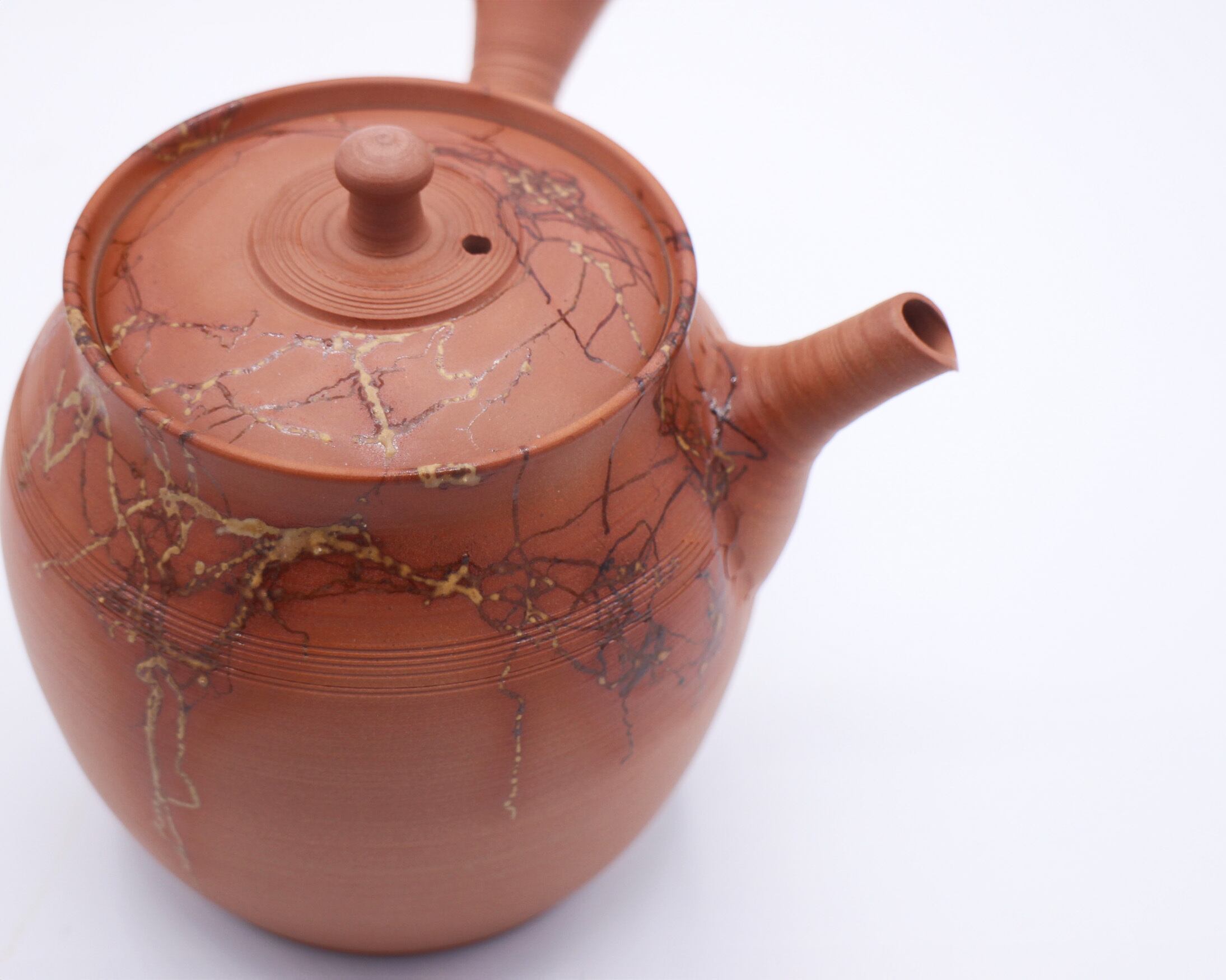 常滑焼急須　作家物 常滑焼作家急須【都築青峰 Seiho Tsuzuki 常滑焼急須 菊型印籠蓋