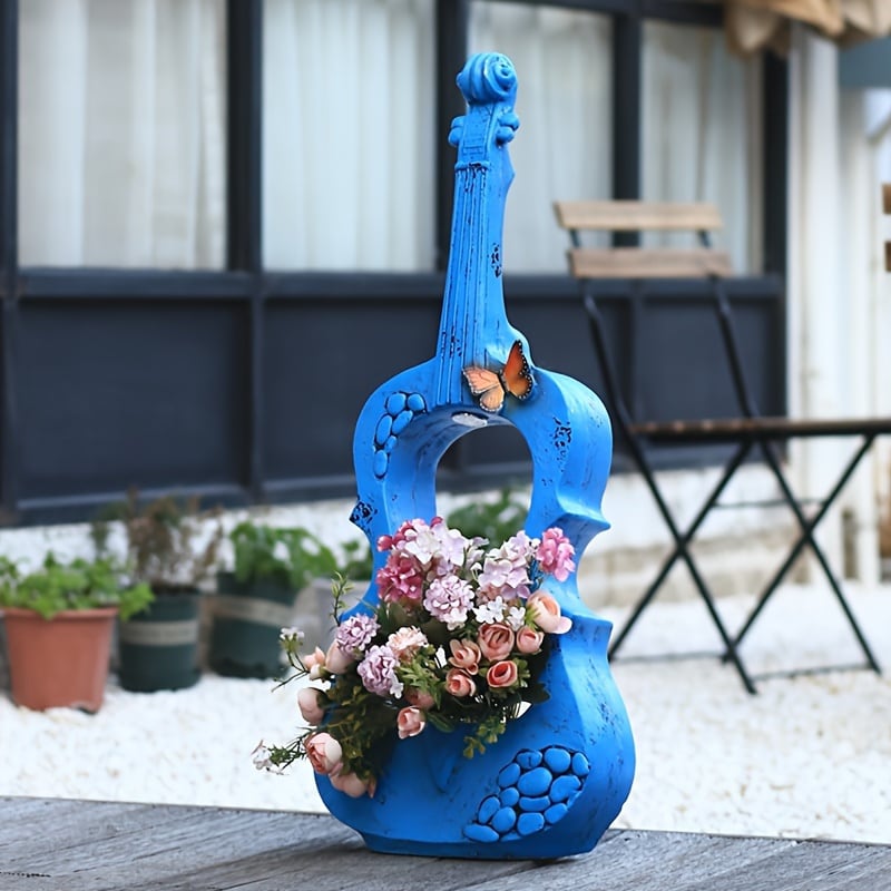 花瓶 ヴァイオリン型 ヴィンテージ調 ユニーク おしゃれ かわいい