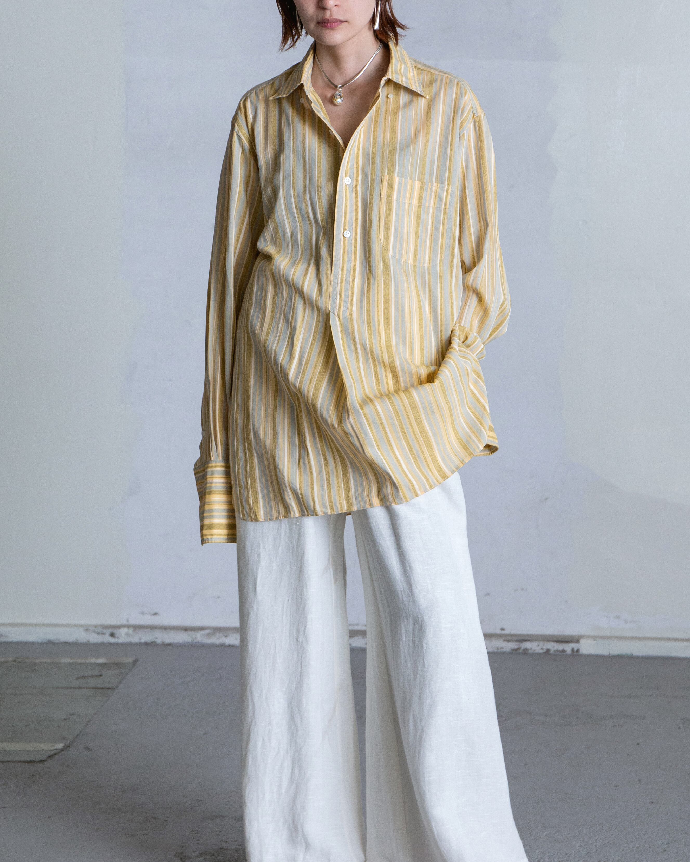 1970s stripe cotton broad pullover shirt