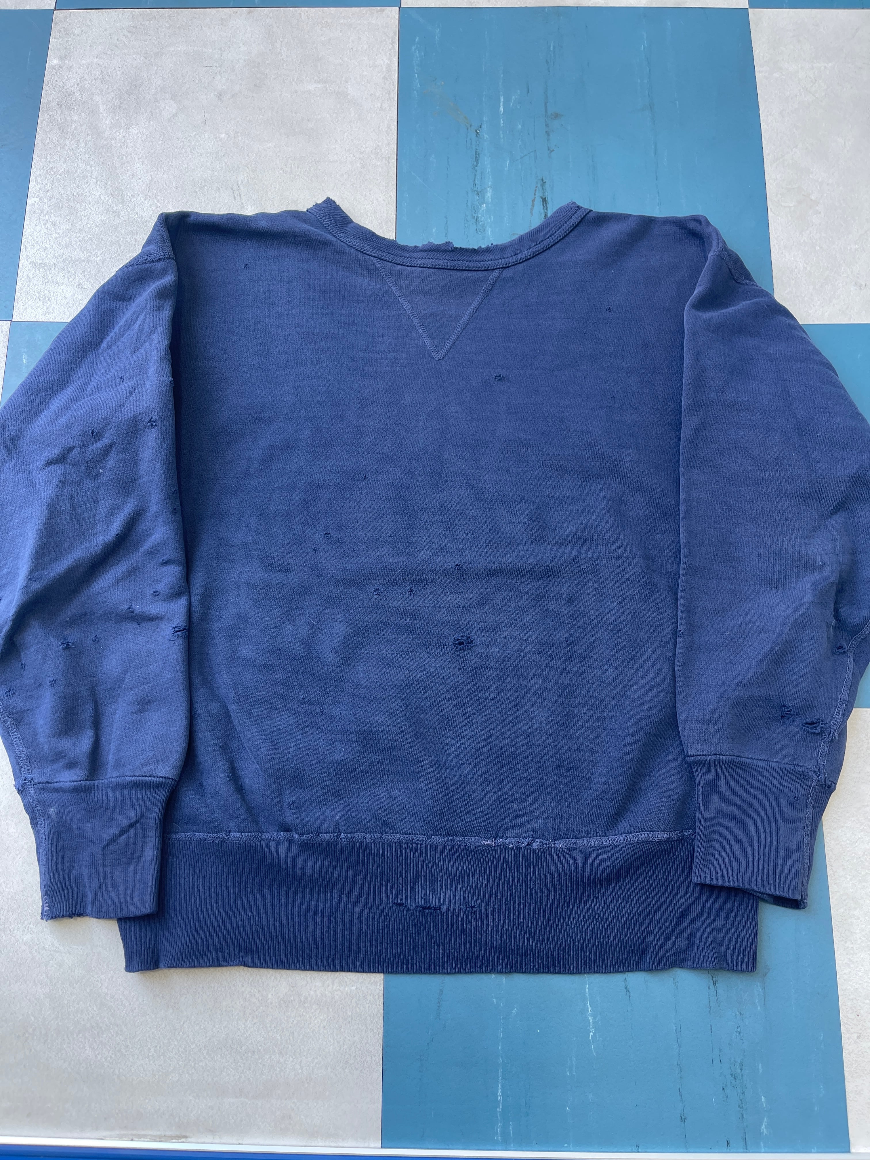 2142 L 紺 50s USA製 前V UNKNOWN SOLID SWEAT 50年代 ボロ