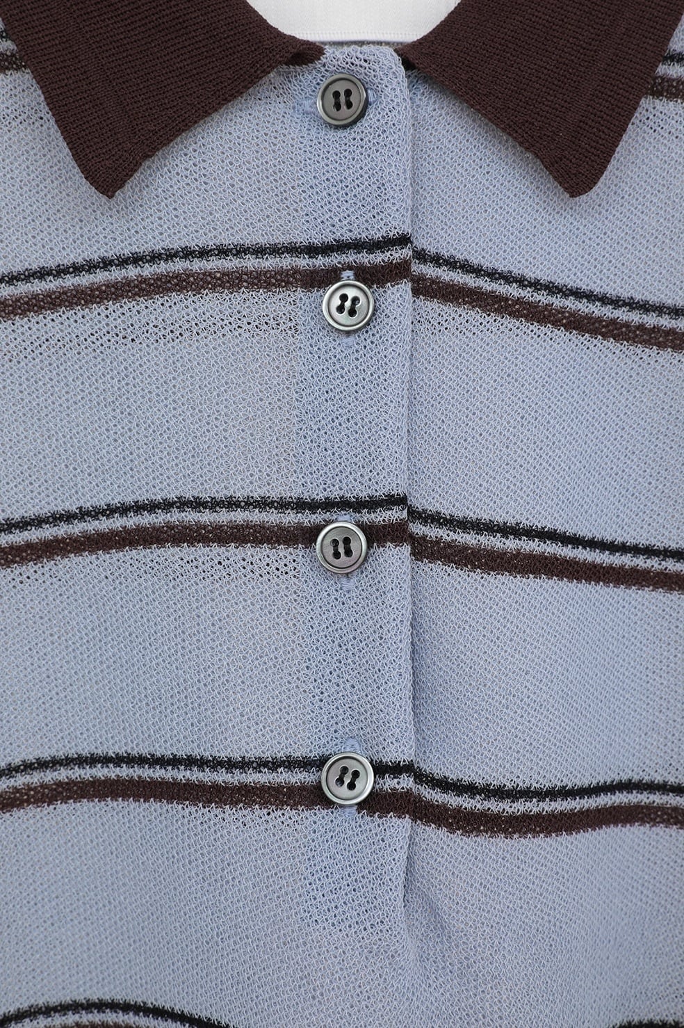 CLANE(クラネ) SPONGY SHEER POLO KNIT TOPS BLUE | サウスオレンジ