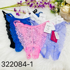 【日本製】オープンクロッチレース　ショーツ　シームレス生地　サラサラ　フリージア　