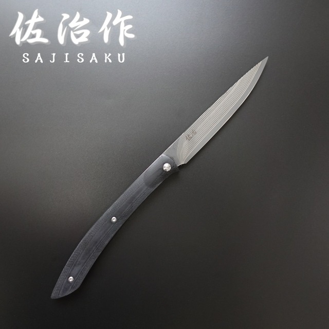 佐治作 ナイフ アウトドアナイフ 折りたたみナイフ VG10 ダマスカス カーボンハンドル ステンレス