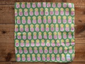 156ri049 Block Print Handkerchief b71 pine green