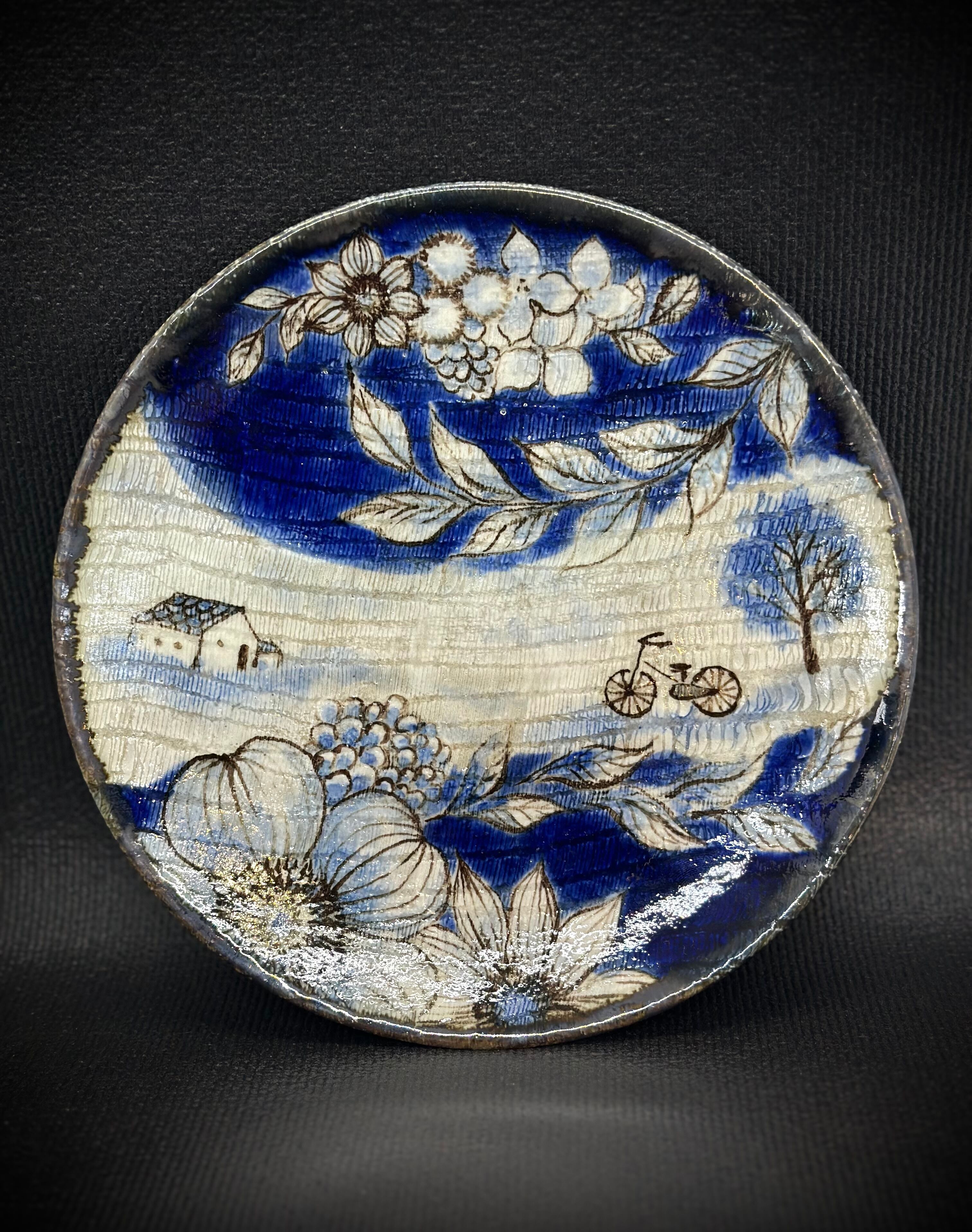 古伊万里 染付 山水図 膾皿 中皿 藍柿右衛門 江戸中期 輪花 盛期伊万里