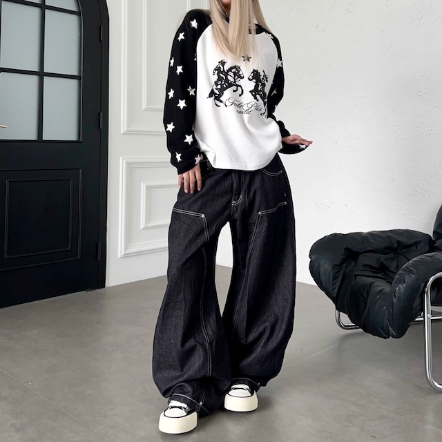 カウボーイグラフィックスターラグランワッフルTシャツ 2col R02544
