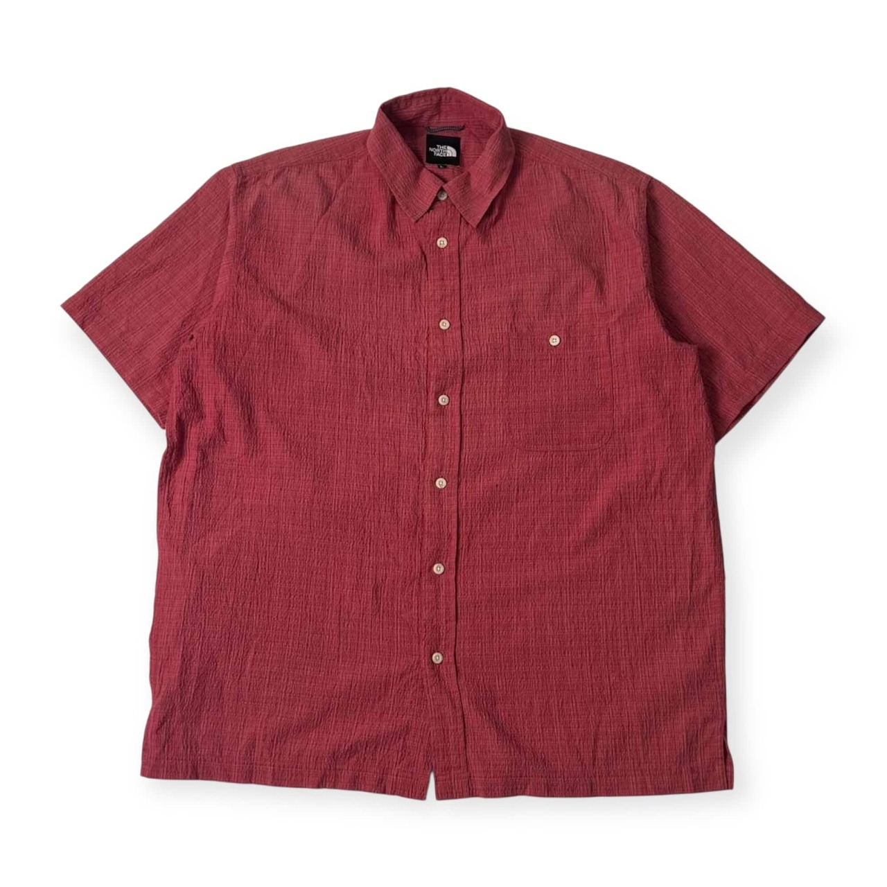 90s THE NORTH FACE ザノースフェイス 半袖 シアサッカー風 半袖シャツ L/くすみピンク系 メンズ アウトドア ビンテージ