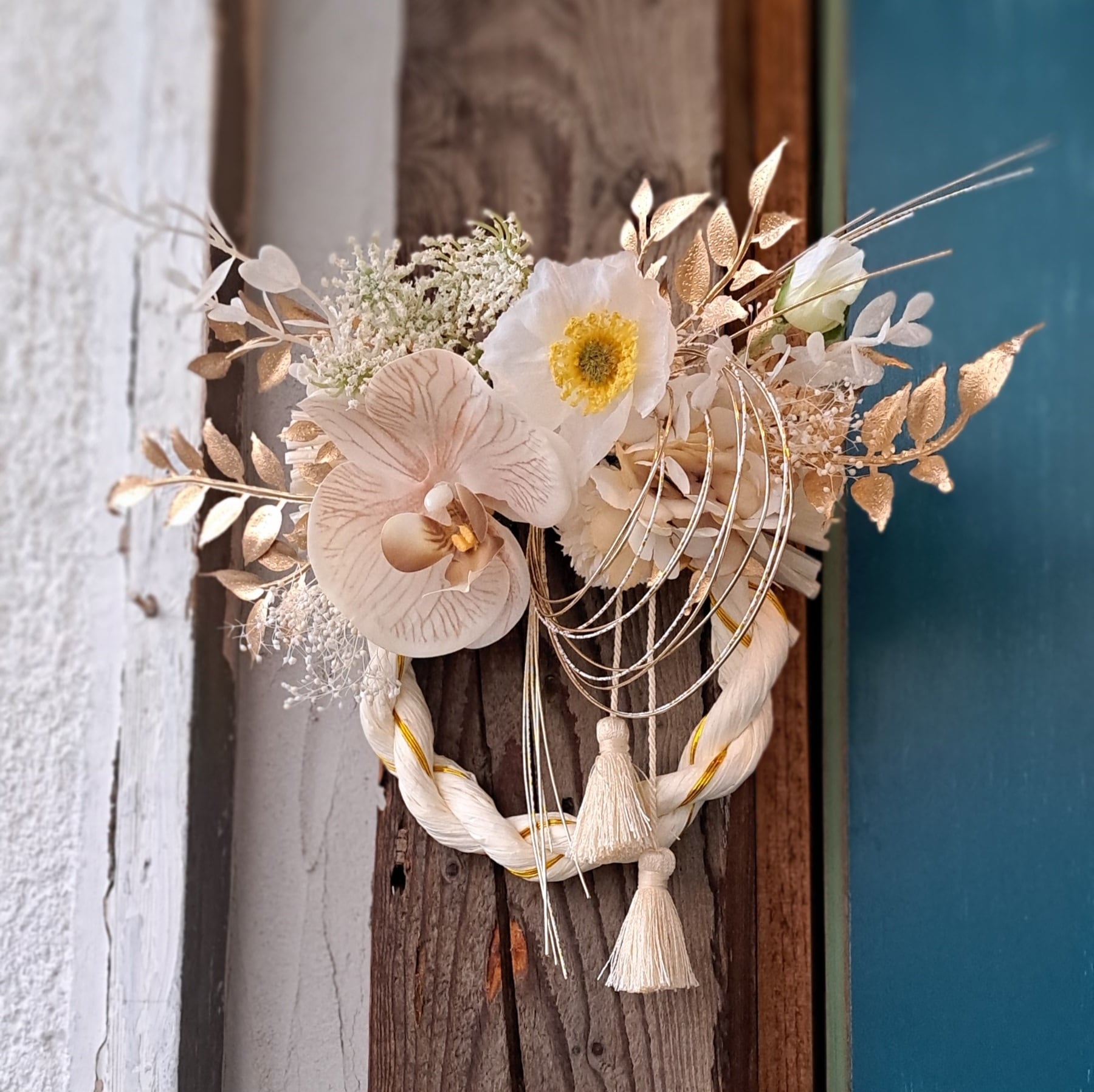 造花のしめ縄かざり リースタイプ | フラワーショップブルジョン